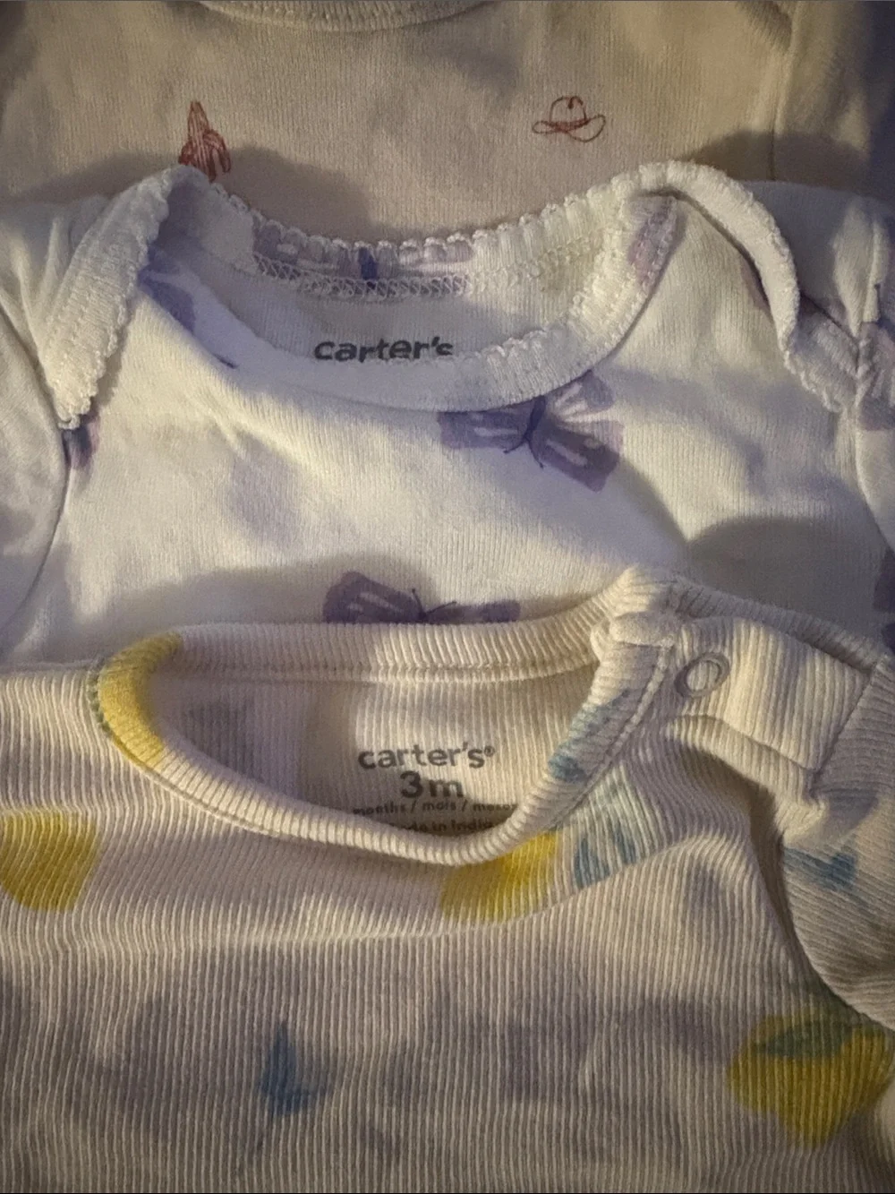 Carter's Baby Bodysuits Set in White, Yellow, Purple
